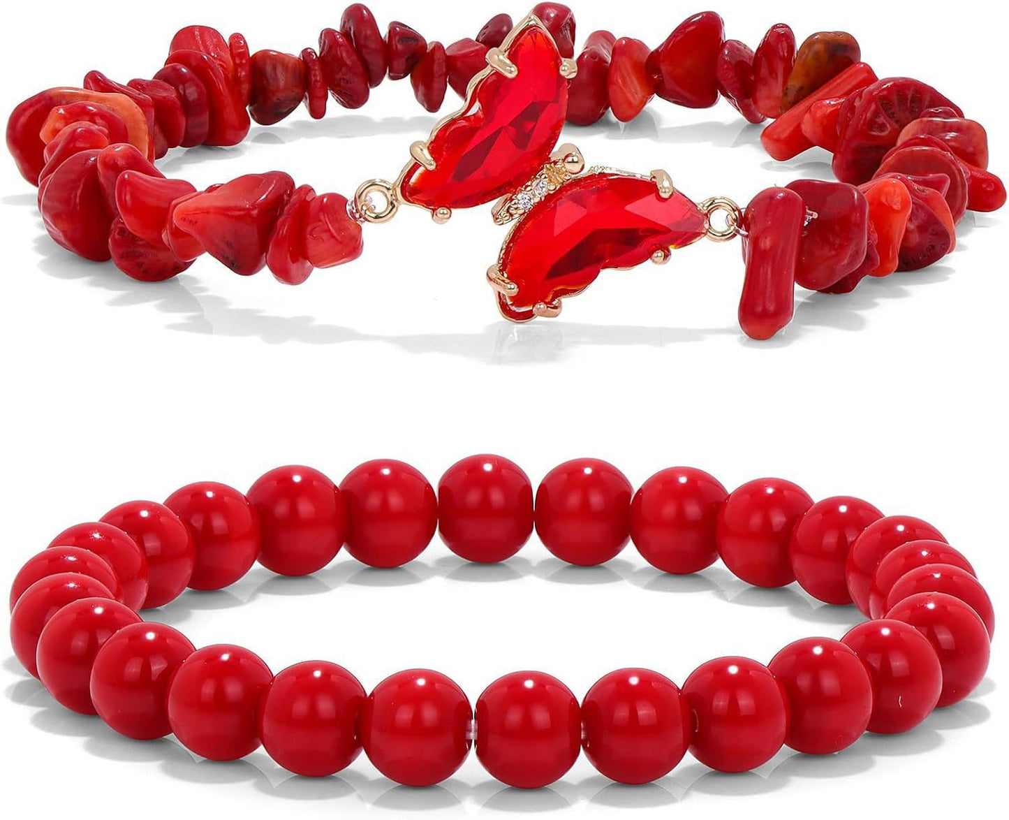 Minimalist Natural Crystal Butterfly Bracelet Set for Women