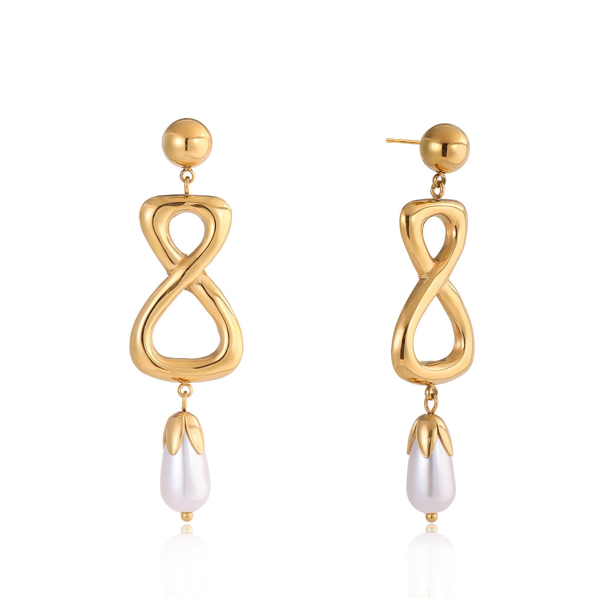 Pendientes geométricos de acero inoxidable con chapado de oro al vacío PVD para mujer, joyería de moda minimalista de lujo