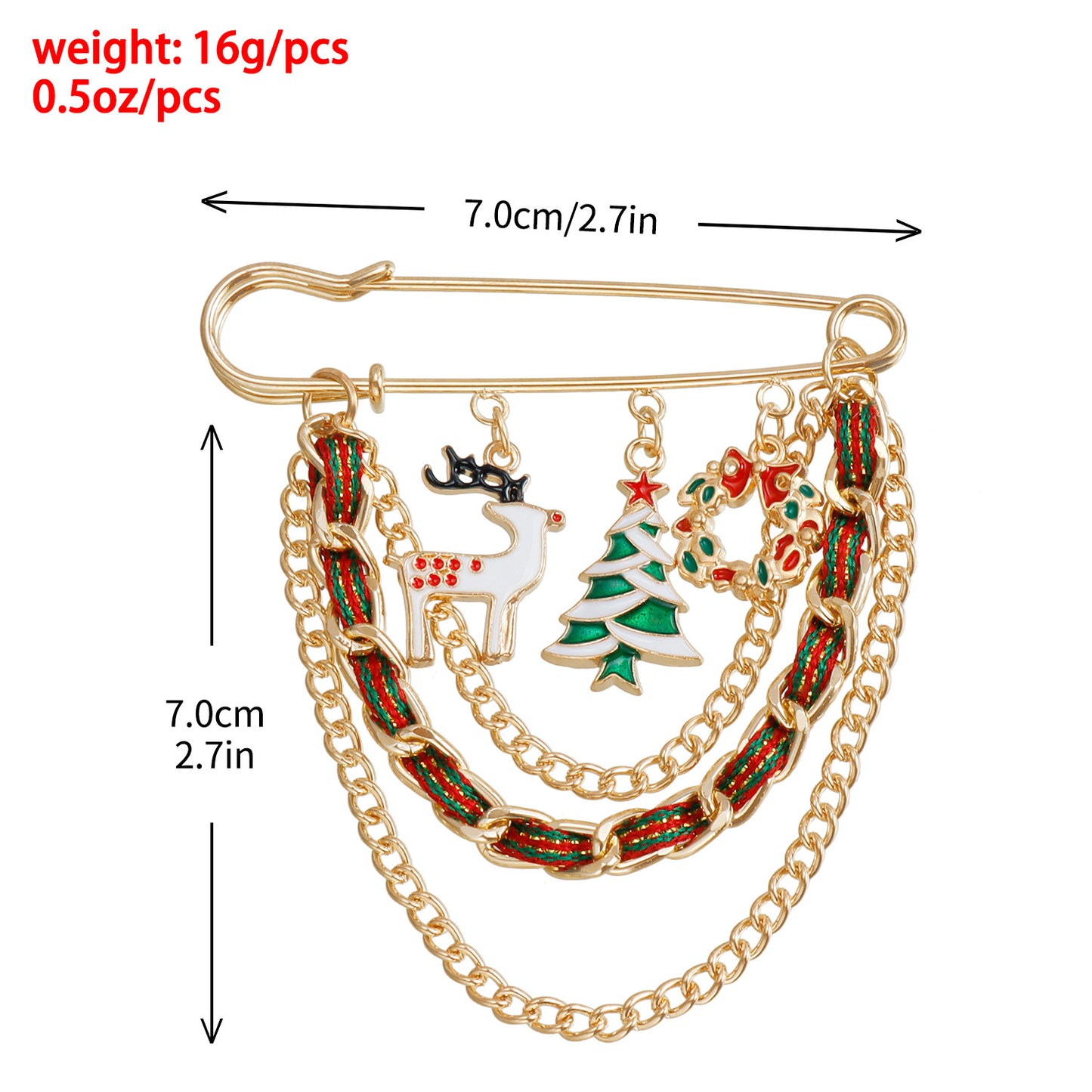 Creative Christmas Deer Brooch for Women Alloy Plated Cartoon Character Geometric Shape Festive Pin Accessory