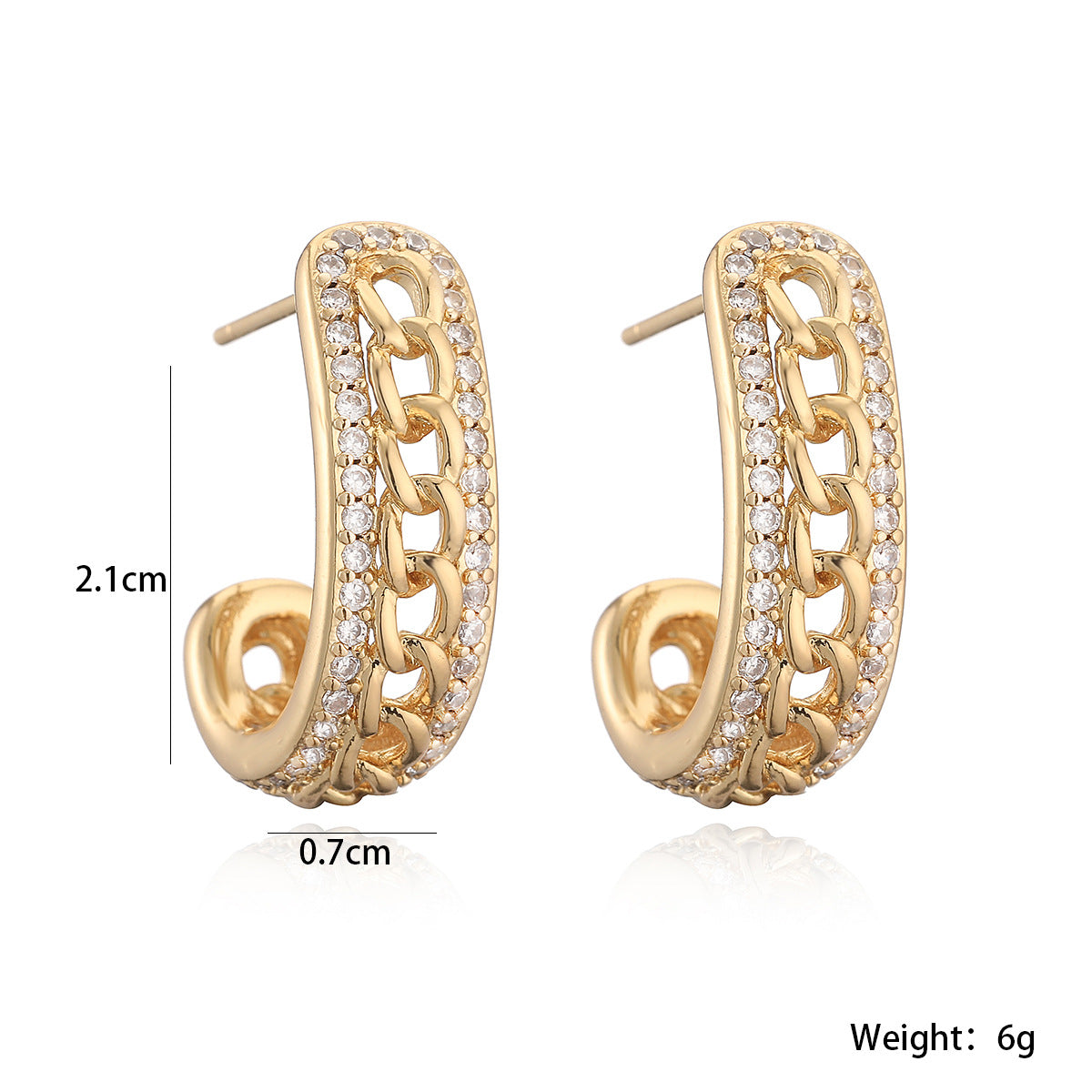 Minimalist Elegant Geometric Brass Gold Plated Cubic Zirconia Earrings for Women