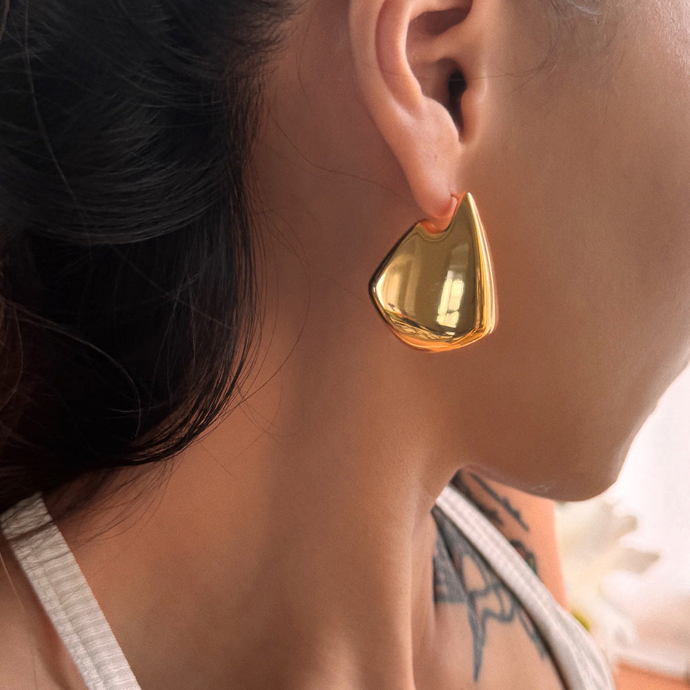 Pendientes colgantes geométricos minimalistas de acero inoxidable con acabado pulido para mujer