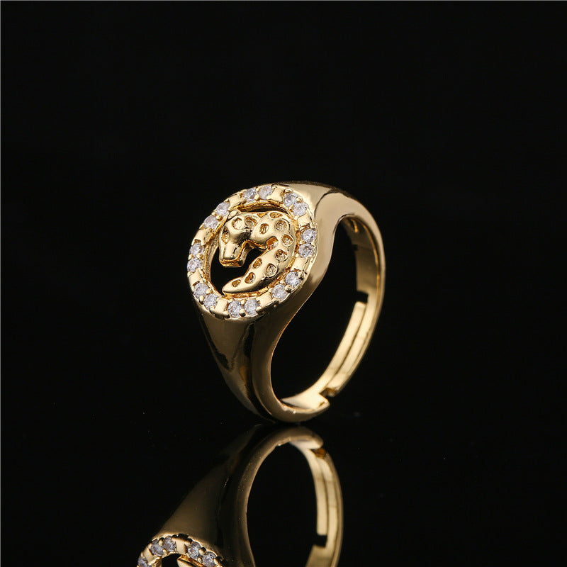 18K Gold Plated Brass Geometric Animal Open Ring for Women
