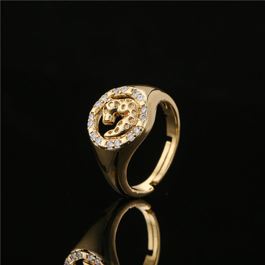 18K Gold Plated Brass Geometric Animal Open Ring for Women