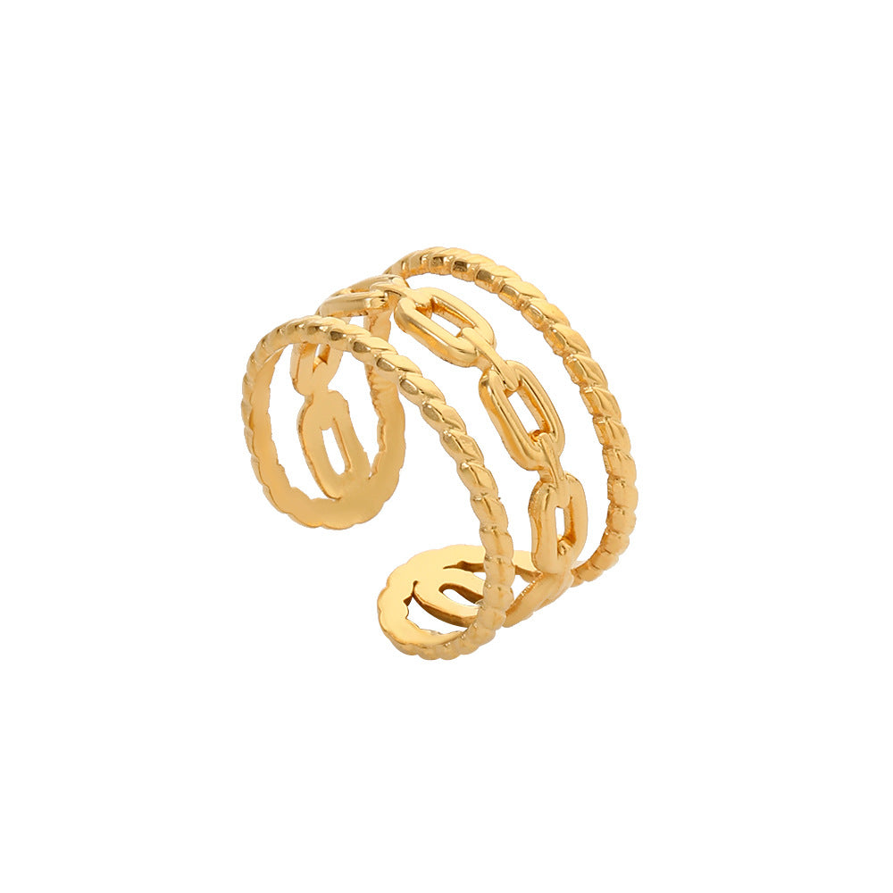 Geometric Heart Plated Titanium Steel Open Ring Unisex