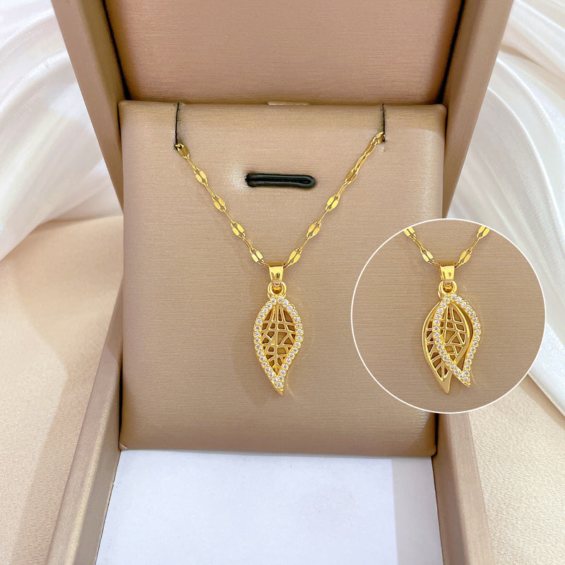 Collar de lujo unisex con cadena para labios de acero titanio con incrustaciones de diamantes de imitación geométricos