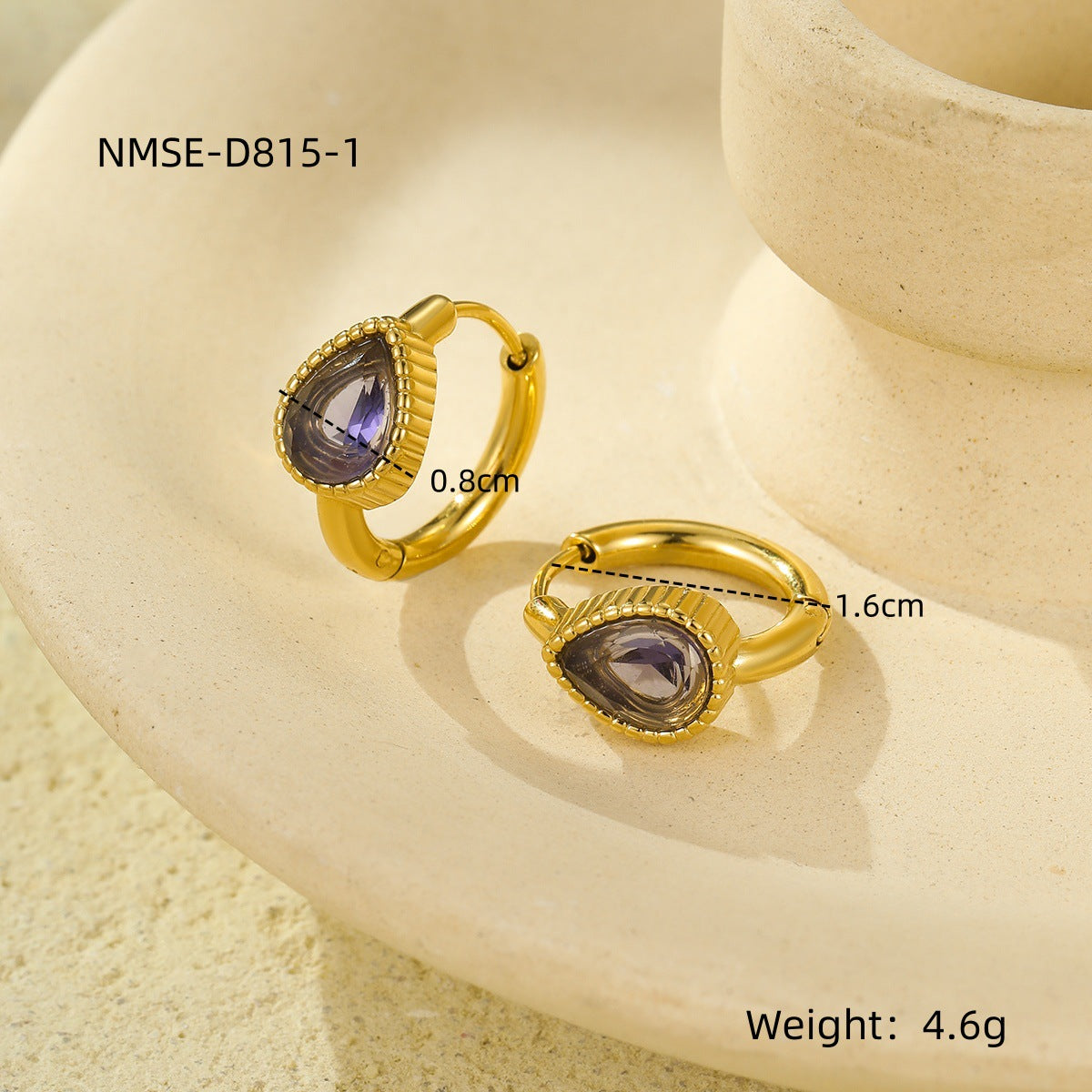 Pendientes de acero inoxidable con forma de lágrima de estilo vintage para mujer, con incrustaciones de diamantes de imitación, hipoalergénicos y resistentes a la decoloración