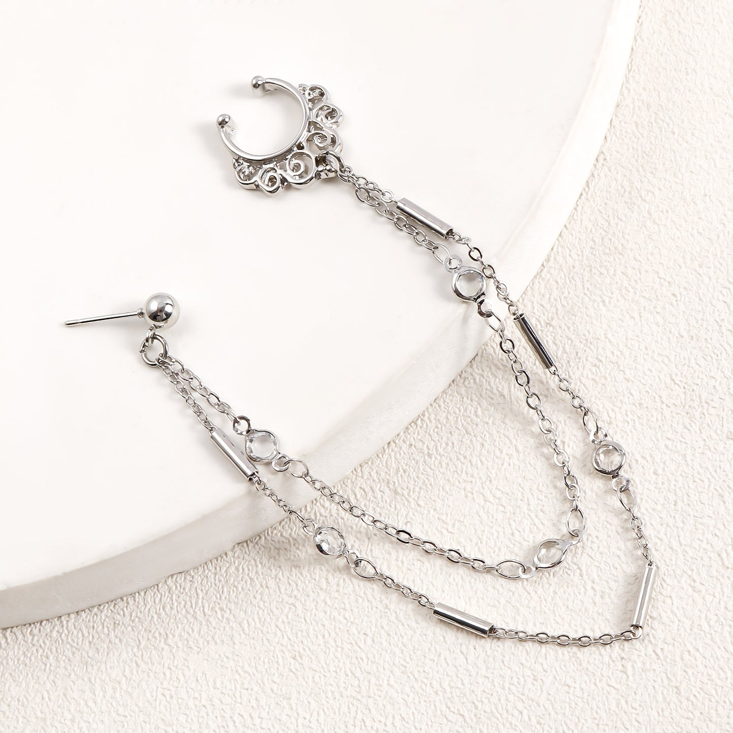 Ethnic Geometric Rhinestone Plated Alloy Nose Chain for Unisex