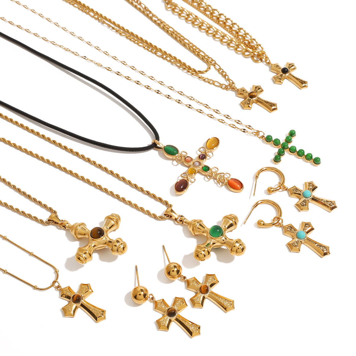 Elegant Geometric Cross Stainless Steel Plated Necklace with Titanium Steel Pendant for Women