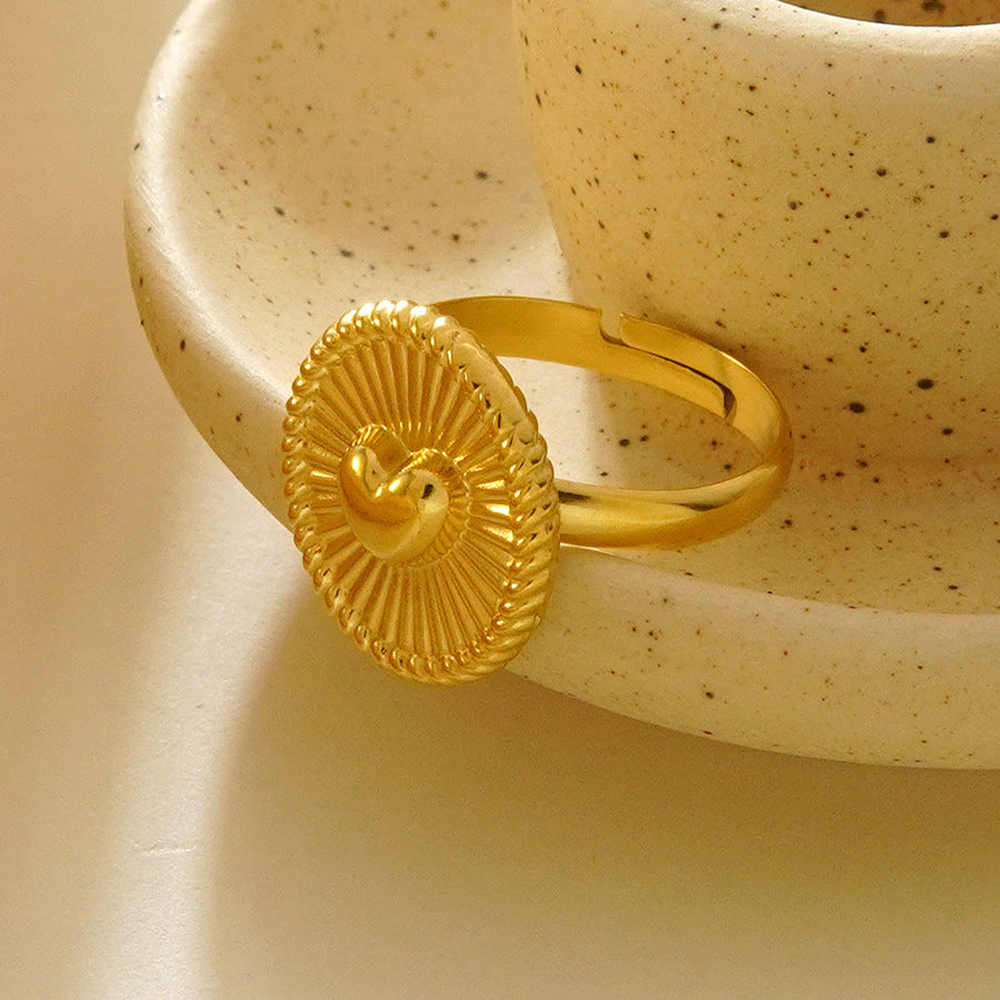 Anello Aperto da Donna Minimalista a Cuore Geometrico in Acciaio Inossidabile Placcato