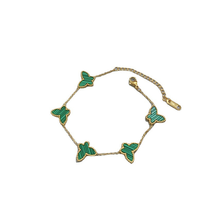 Butterfly-Shaped Titanium Steel Bracelet for Women with Gold Plating Minimalist Fashionable Personalized Accessory