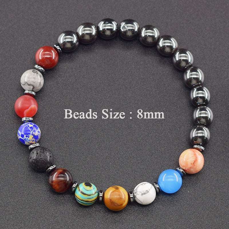 Classic Sweet Natural Gemstone Round Geometric Stretch Bracelet Unisex Jewelry Gift