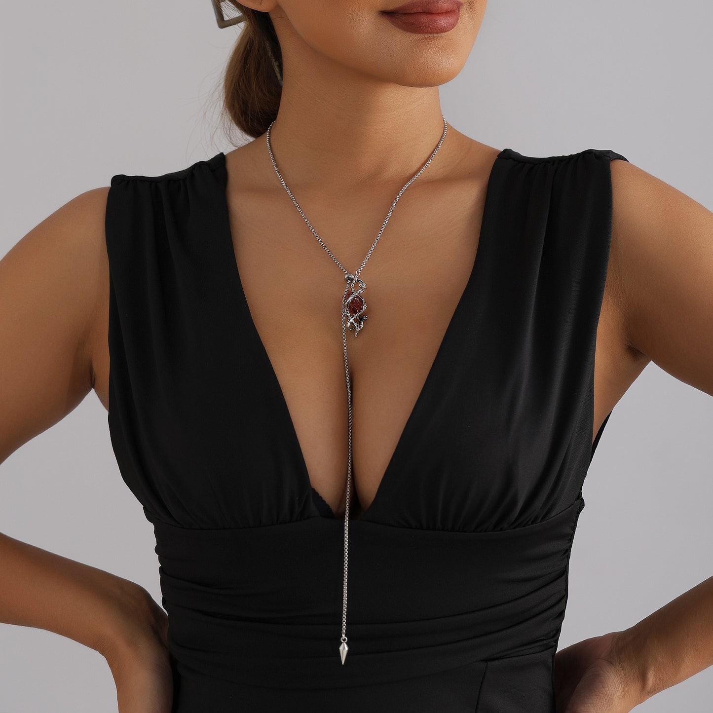 Dark Heart Geometric Alloy Plated Necklace for Women Adjustable Streetwear Fashion Pendant