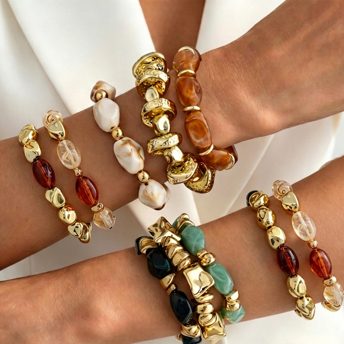 Geometric Gradient Resin Beaded Bracelet for Women
