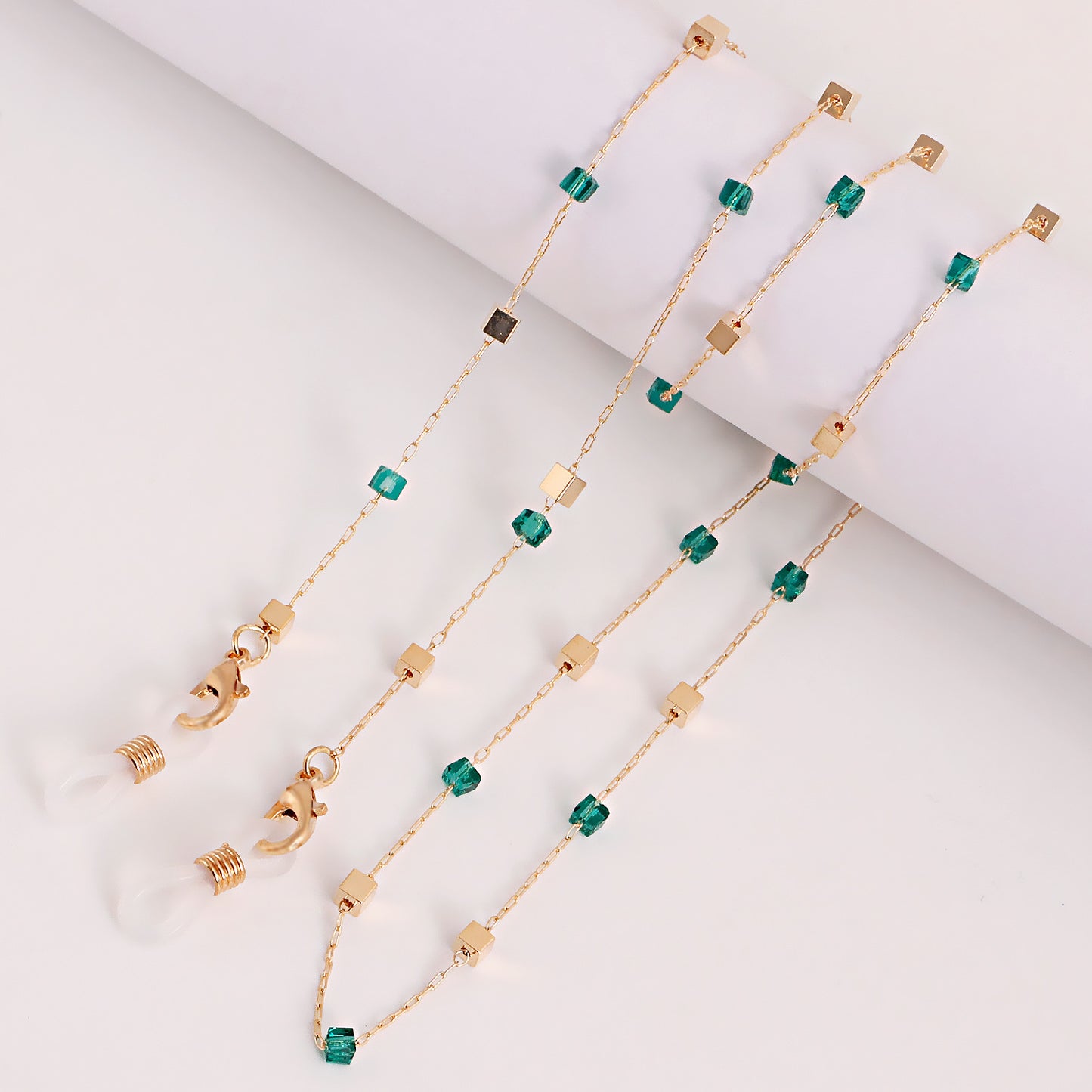 Crystal Inlay Alloy Mask and Glasses Chain
