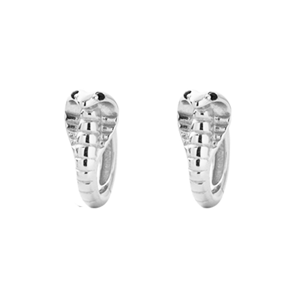 Orecchini a clip creativi a forma di animale in argento sterling S925 con intarsio di strass e finitura smaltata, unisex