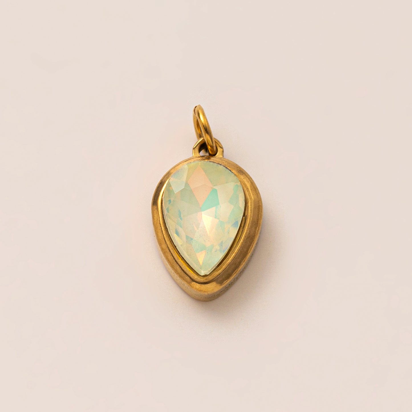 Minimalist Geometric 18K Gold Plated Titanium Steel Charm Bar with Rhinestone Inlaid Stainless Steel Birthstone Pendant for Women