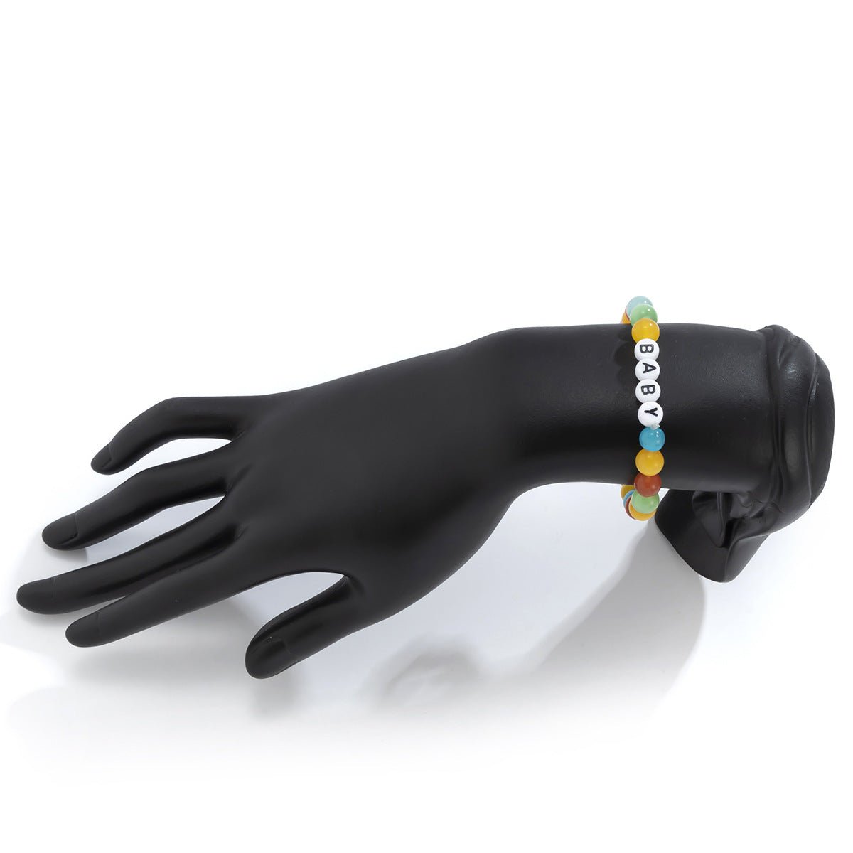 Minimalist Geometric Acrylic Letter Bracelet with Cat's Eye Beads for Women