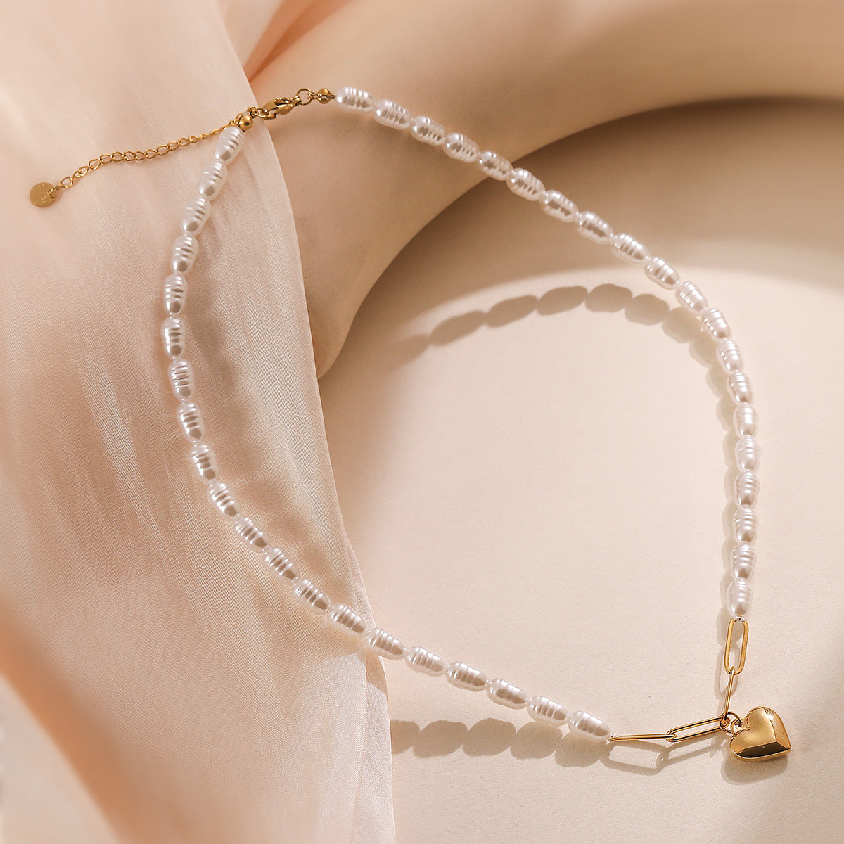 Collana Pendente Minimalista a Cuore in Acciaio Inossidabile con Placcatura in Oro 18K da Donna