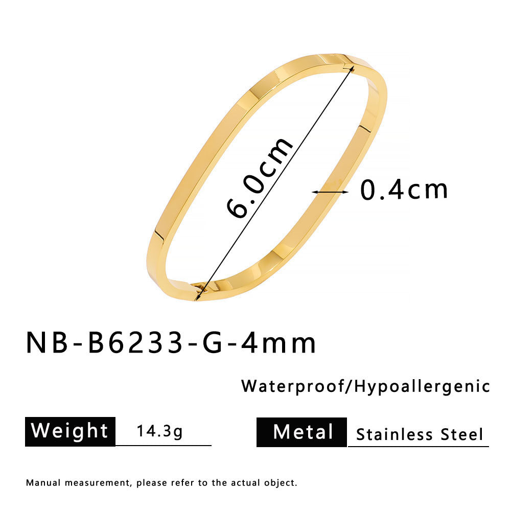 Bracciale Quadrato Minimalista in Acciaio Inossidabile con Placcatura in Oro 18K da Donna