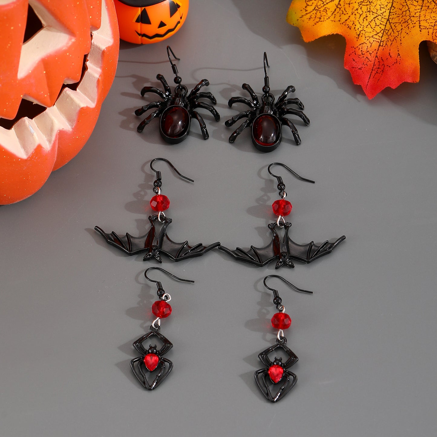 Pendientes colgantes de murciélago y araña estilo gótico para mujer, pendientes de aleación de zinc galvanizados, declaración de moda oscura para Halloween