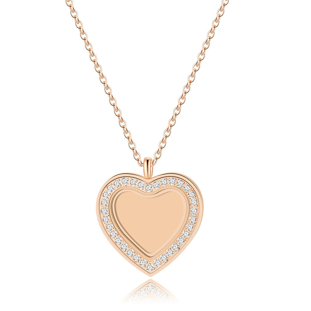 Collar minimalista de acero inoxidable chapado en oro de 18 quilates con barra de circonita cúbica en forma de corazón para mujer