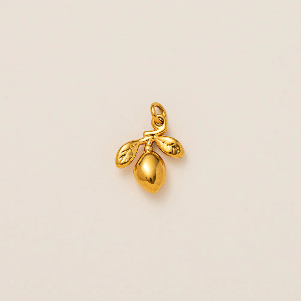 Minimalist Luxury Gold Plated Brass Geometric Plant Pendant with Cubic Zirconia for Unisex