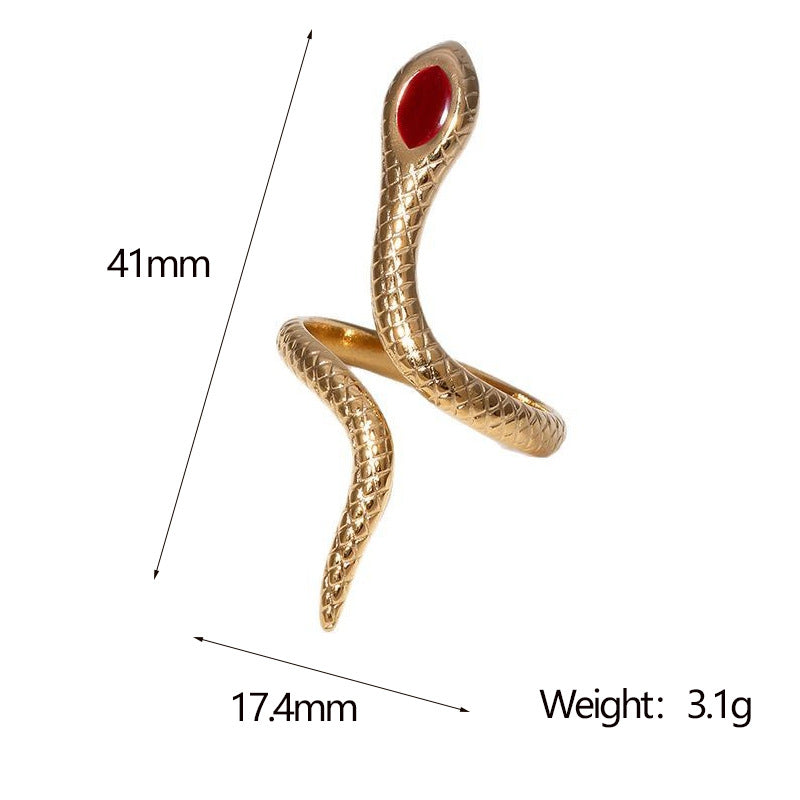 Anello Aperto Minimalista a Forma di Serpente in Acciaio Inossidabile Placcato per Donna