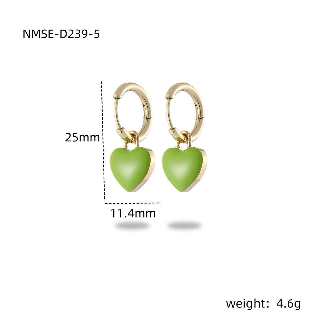 Orecchini da donna alla moda a forma di cuore in acciaio al titanio con smalto minimalistici