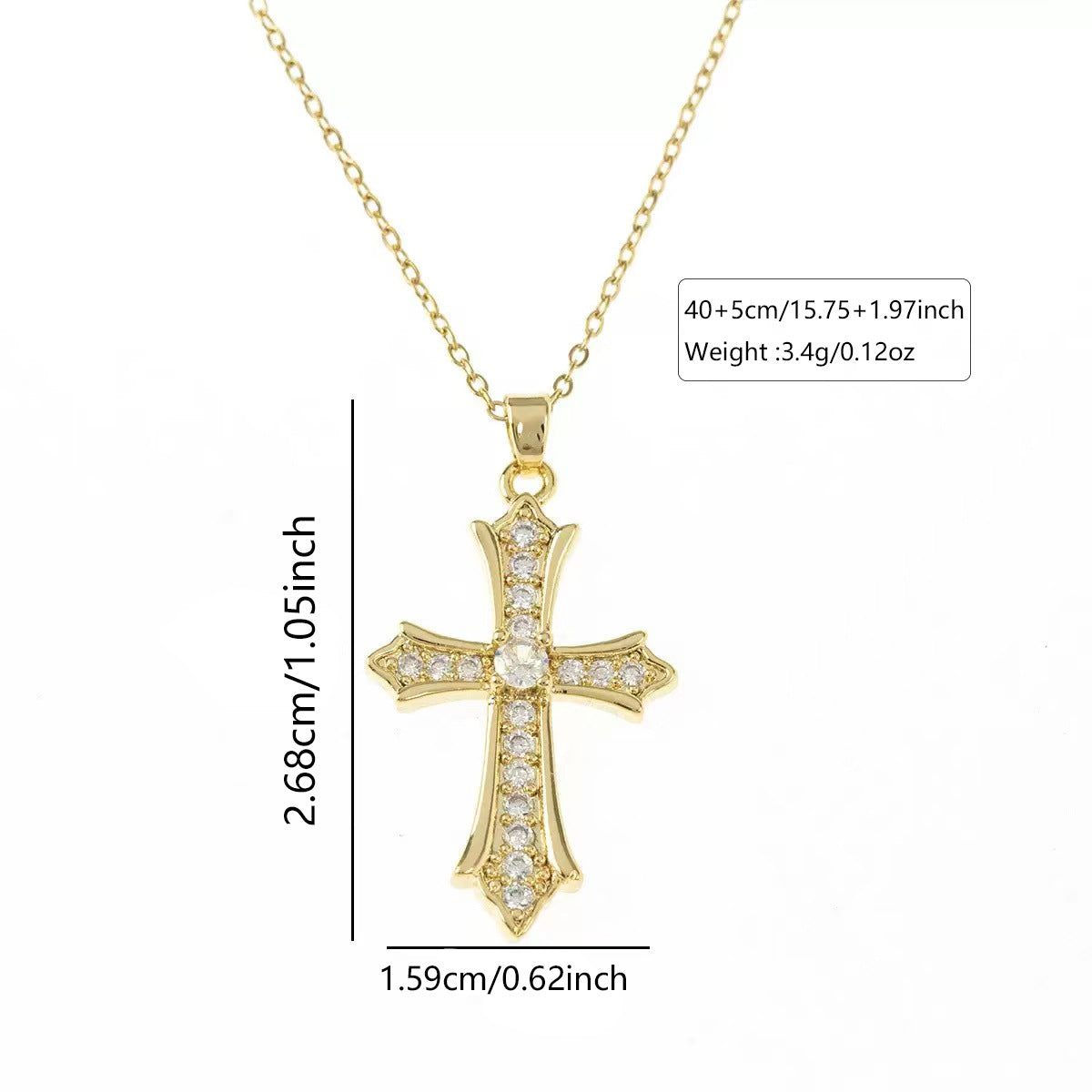 Collana da donna a croce in acciaio inossidabile di lusso con intarsio in zirconi cubici