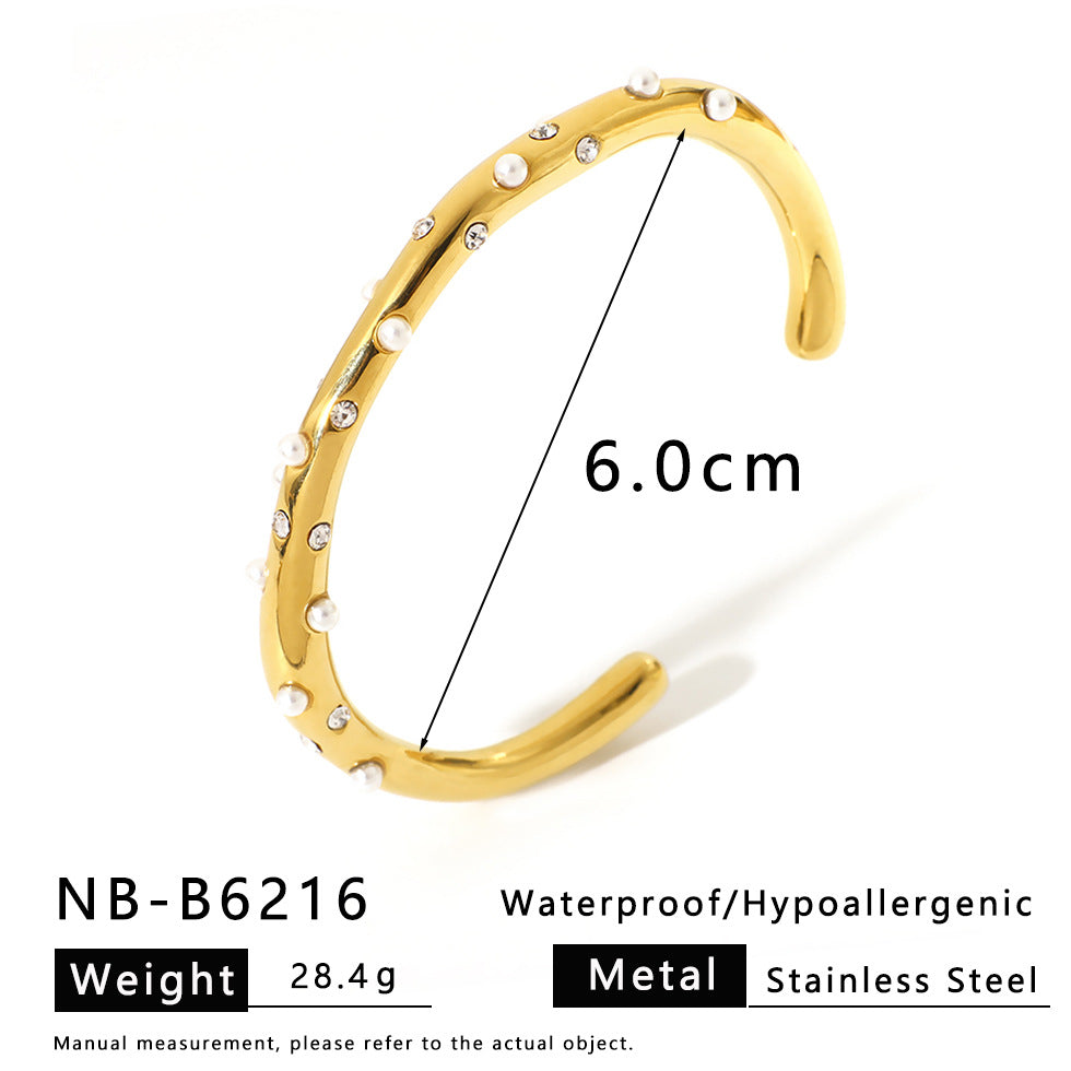 Bracciale da donna in acciaio inossidabile geometrico minimalista con placcatura sottovuoto in oro 18 carati