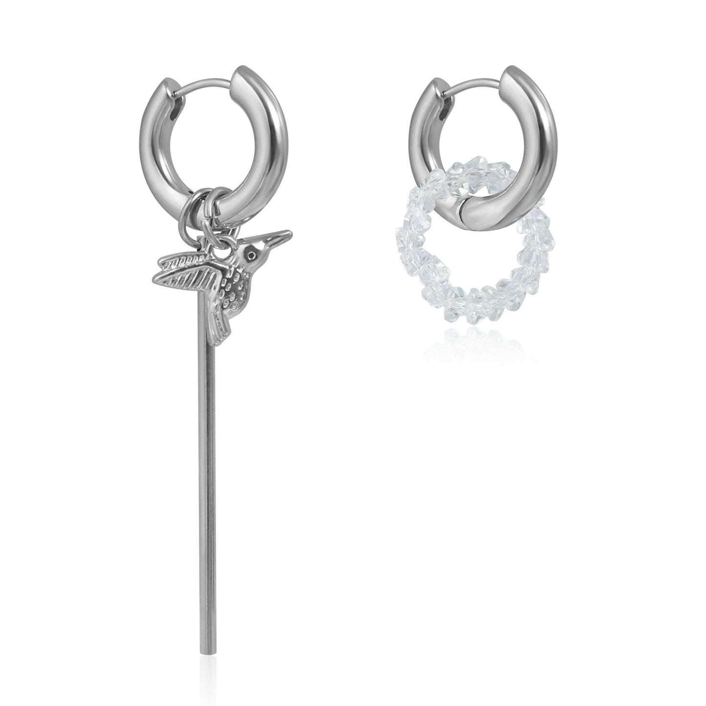 Pendientes de Aleación de Zinc con Diseño Geométrico Vintage y Motivo de Pájaro, Pendientes de Moda Electrochapados para Mujer