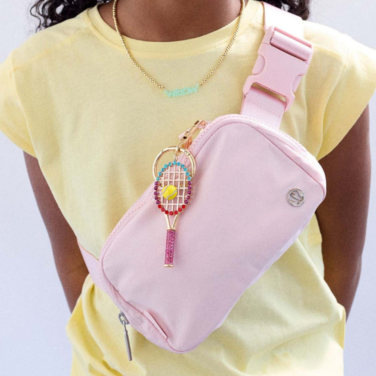 Colorful Resin Letter Bag Charm with Rhinestone Daisy and Tassel