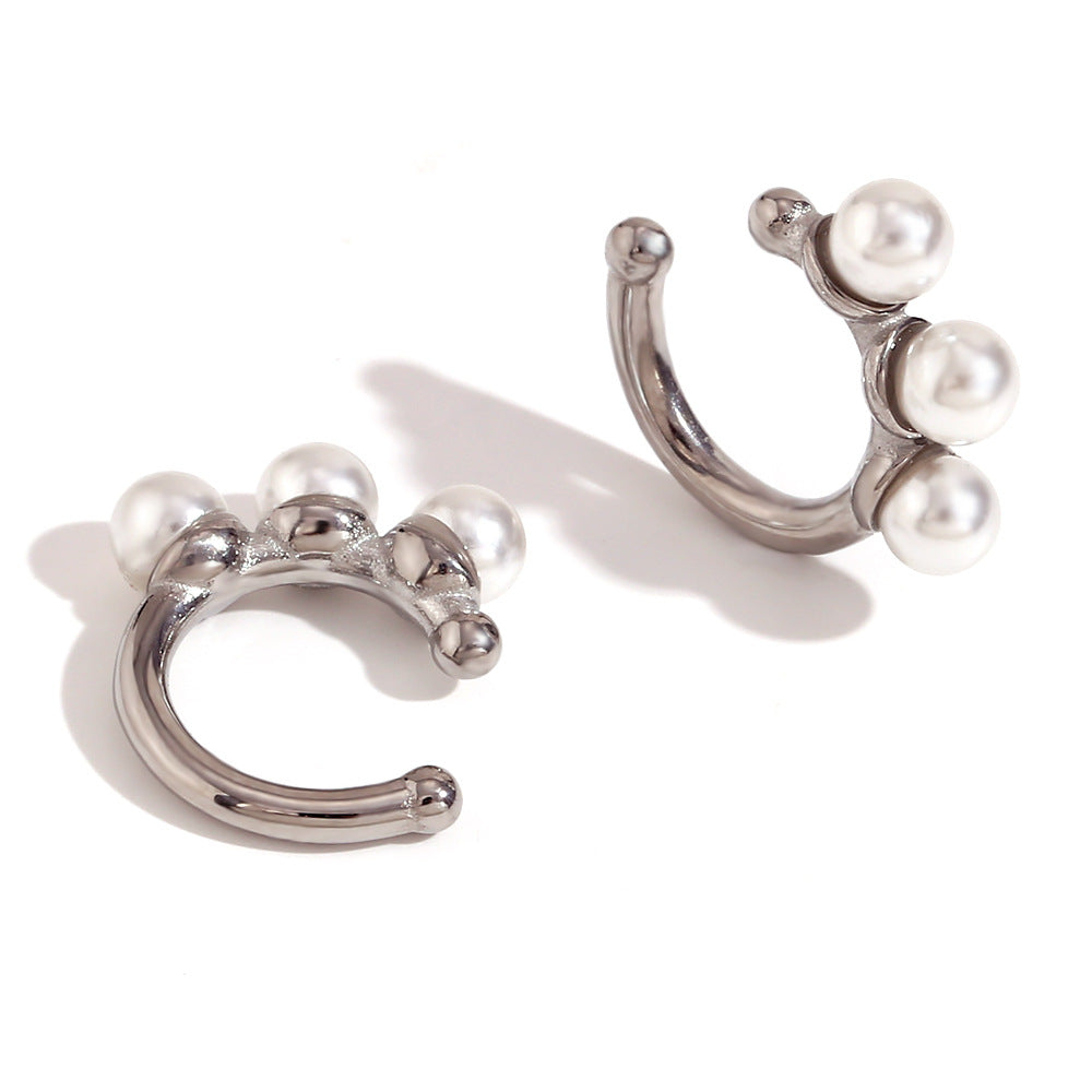 Minimalist Floral-Shaped Stainless Steel Ear Clips with 18K Gold Plating for Women