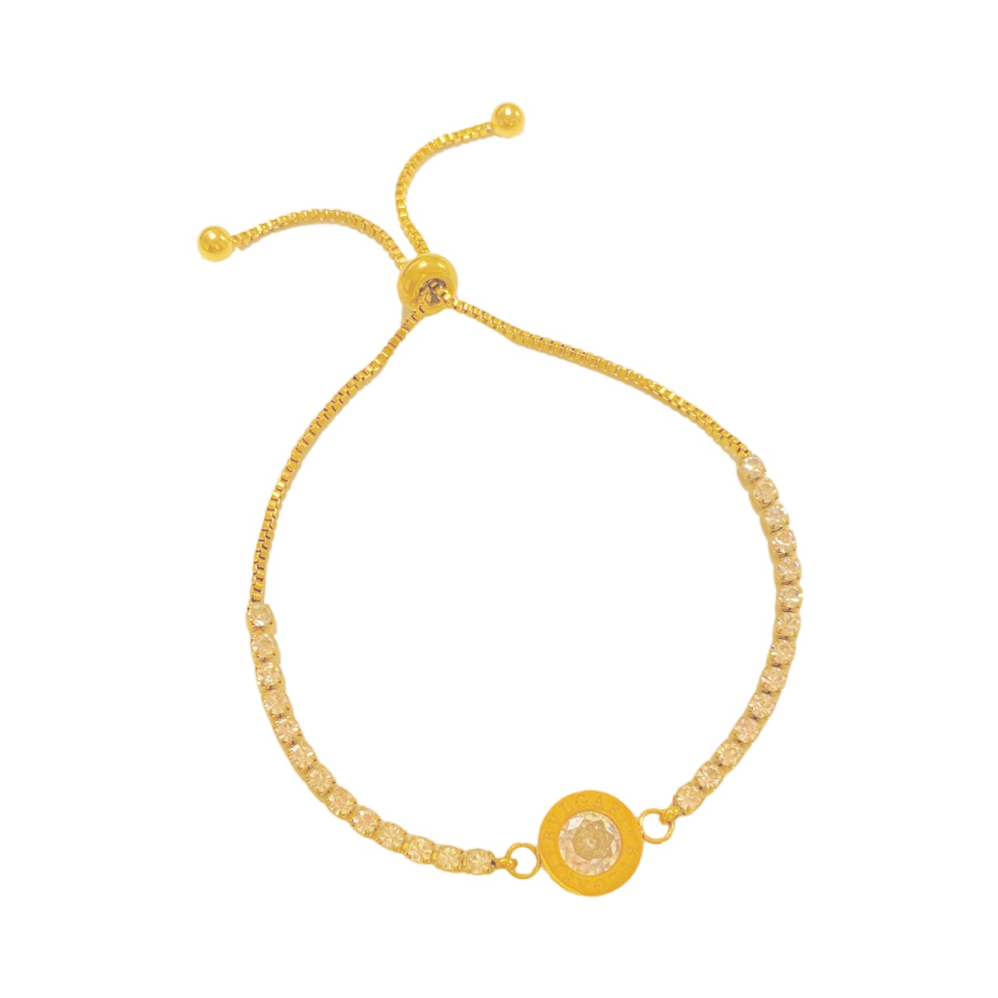 Minimalist Elegant Geometric Micro-Inlaid Cubic Zirconia Plated Stainless Steel Adjustable Bracelet for Women