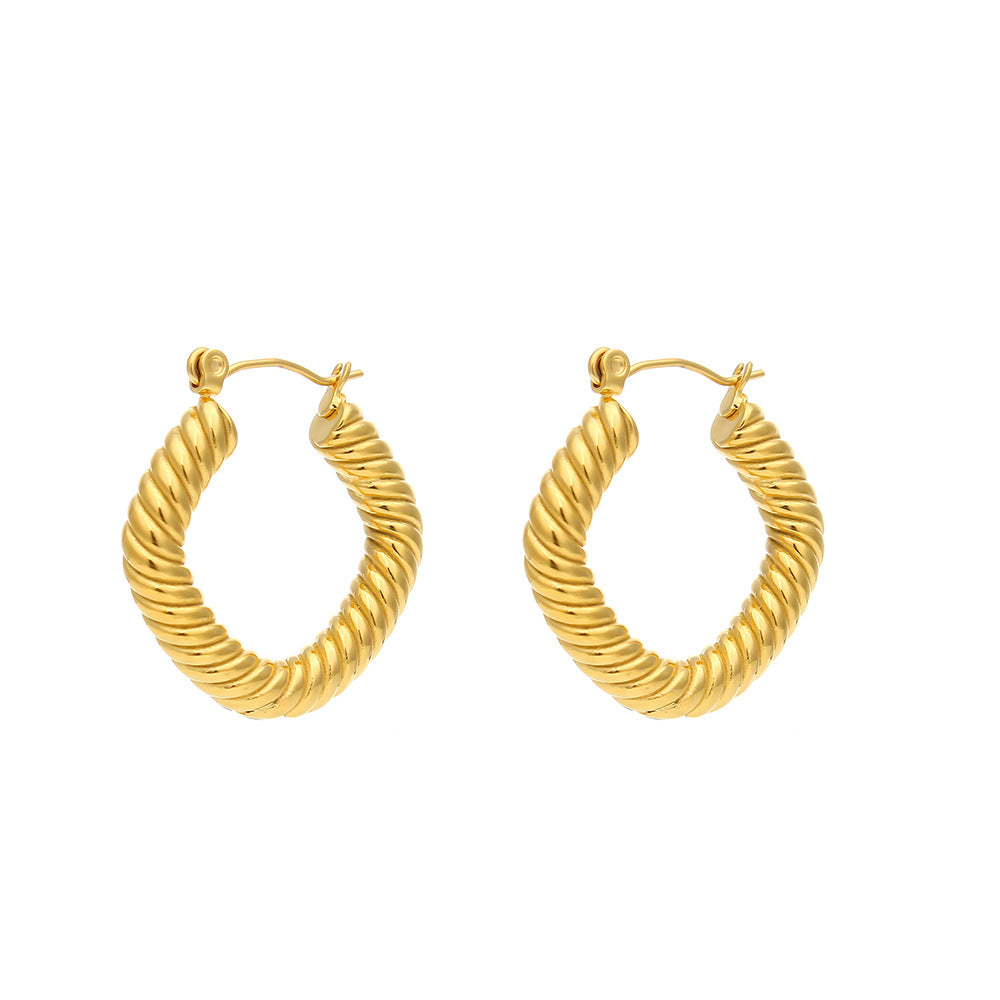 Orecchini da donna in acciaio inossidabile geometrici minimalisti con placcatura in oro 18 carati e finitura smaltata