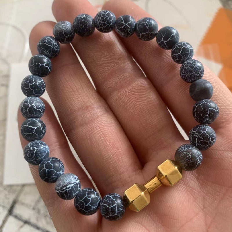 Matte Geometric Alloy Bracelet Unisex Volcanic Stone Energy Beads