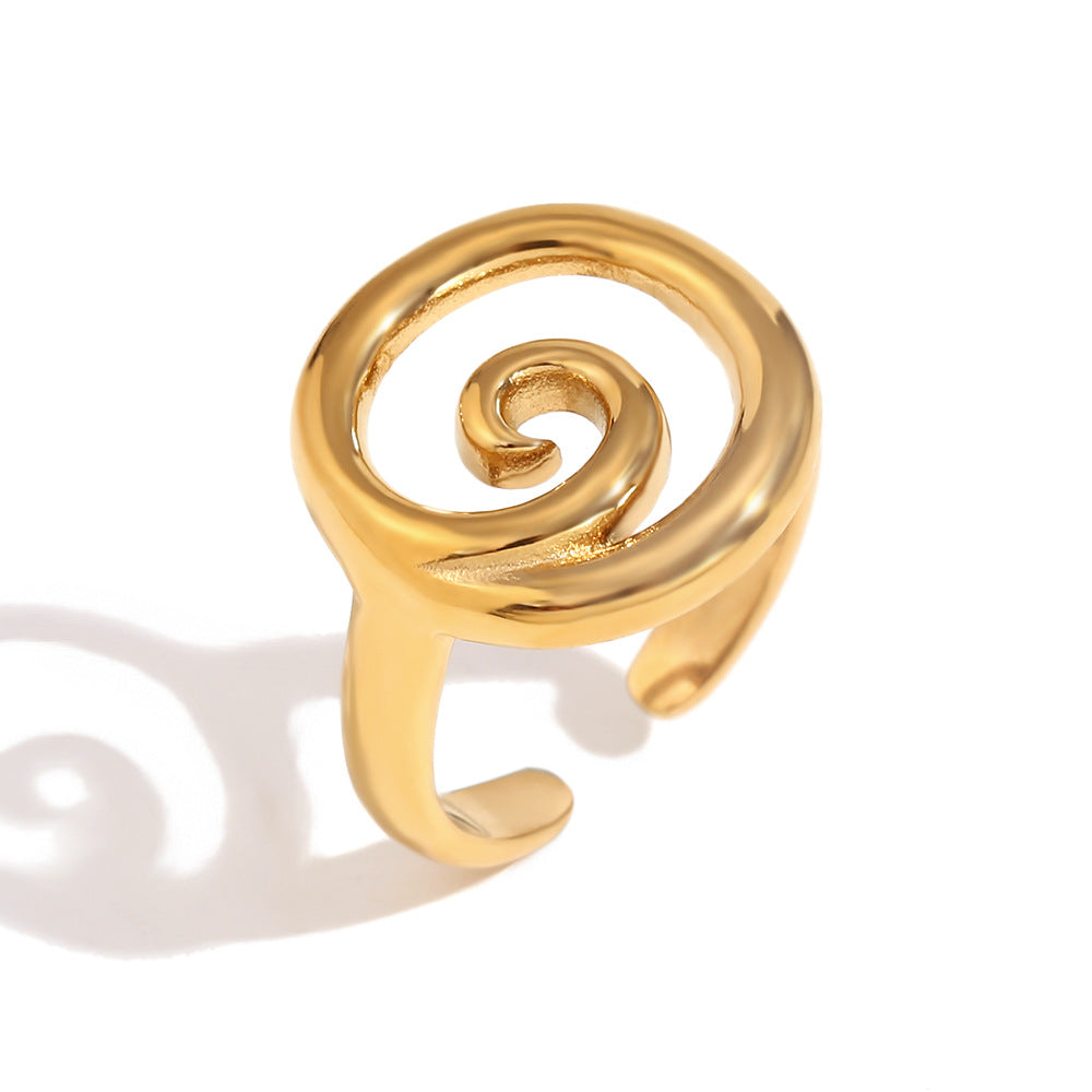 Anello da donna minimalista geometrico in acciaio inossidabile placcato oro 18K