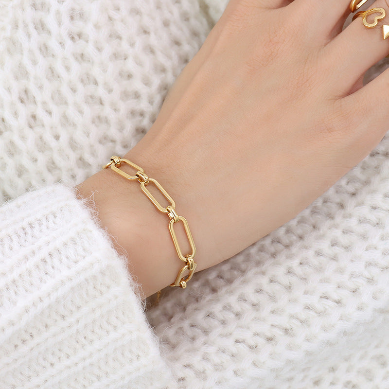 Set di collane a strati geometriche minimaliste in acciaio al titanio con placcatura in oro 18 carati da donna