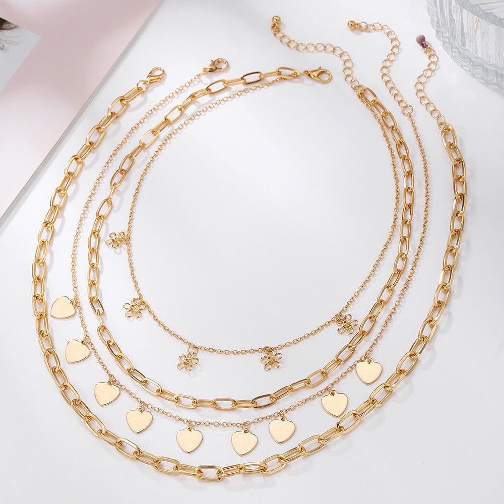 Minimalist Floral and Heart Pendant Necklace for Women in Alloy with Plated Finish on O-Chain