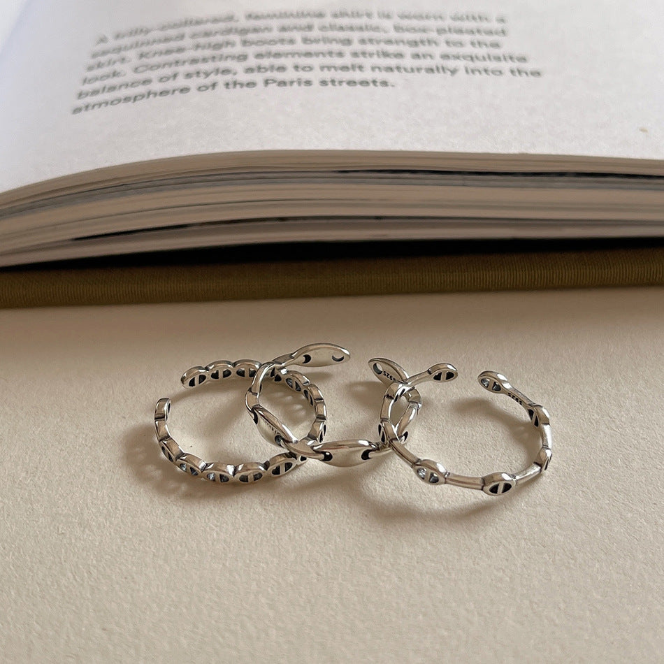 Anello per donna vintage minimalista in argento sterling 925 con numero e lettera