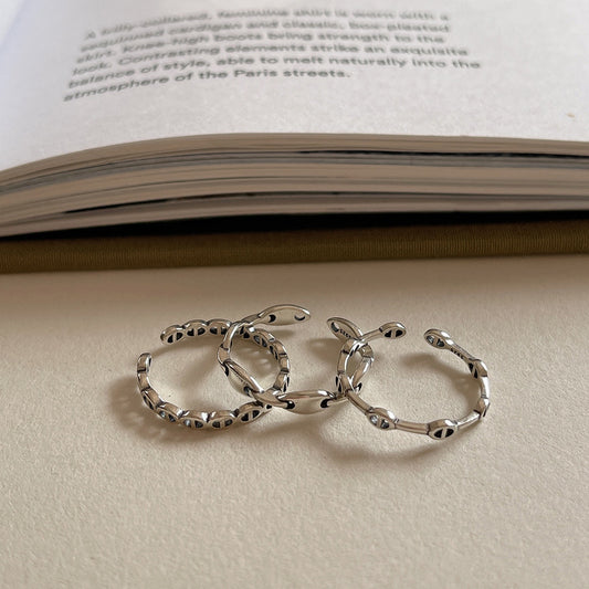 Anillo para mujer de plata de ley 925 con número o letra, estilo minimalista vintage