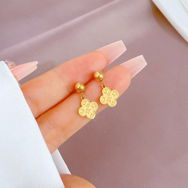 Minimalist Sweet Geometric Titanium Steel Plated Stud Earrings