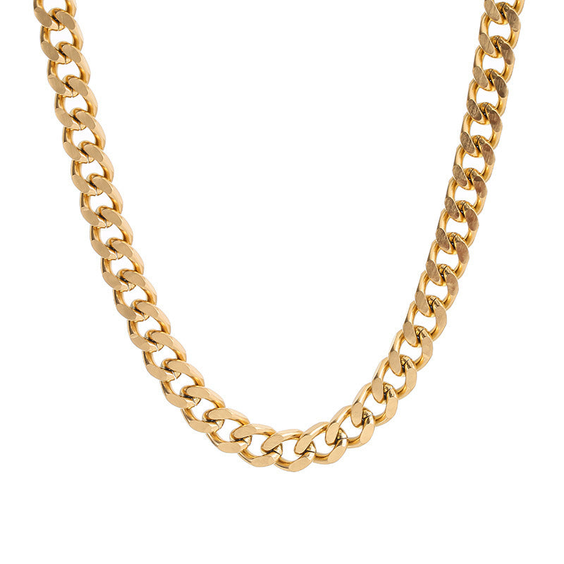 Collana con pendente geometrico in acciaio al titanio con finitura placcata per donna, stile streetwear alla moda e massiccio
