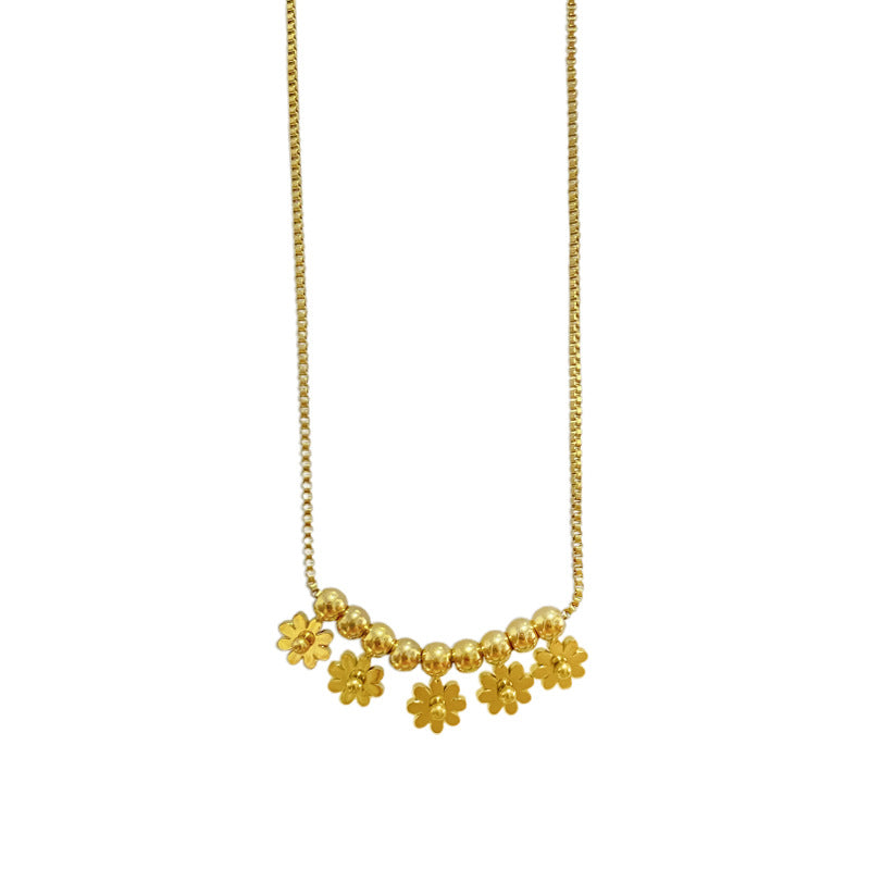 Gold Plated Titanium Steel Sunflower Necklace Unisex