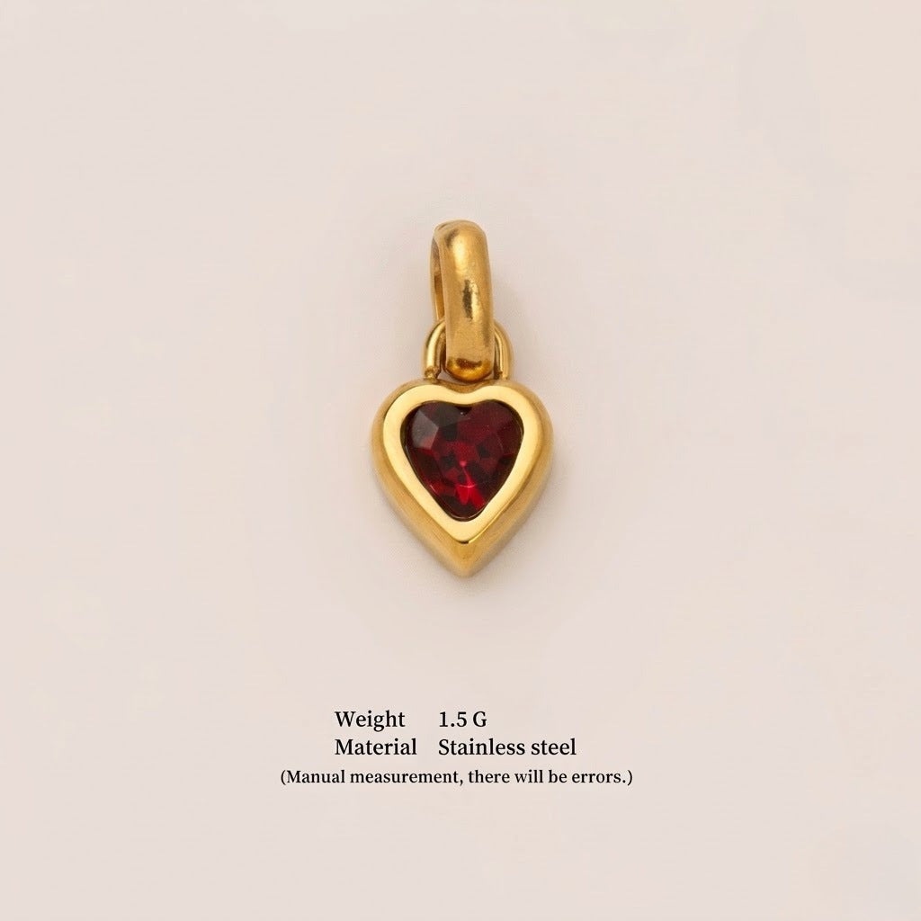 Minimalist Heart Letter Titanium Steel Plated Gemstone Pendant Charm Bar for Women