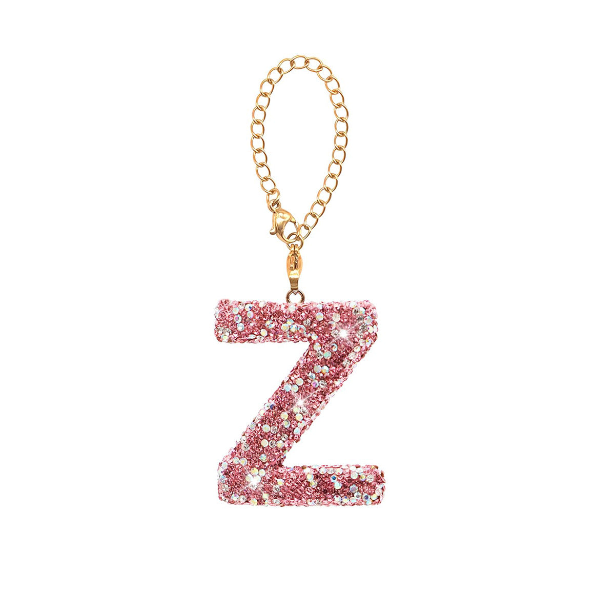 Minimalist Rhinestone Inlay Letter Backpack Charm with Gold Chain