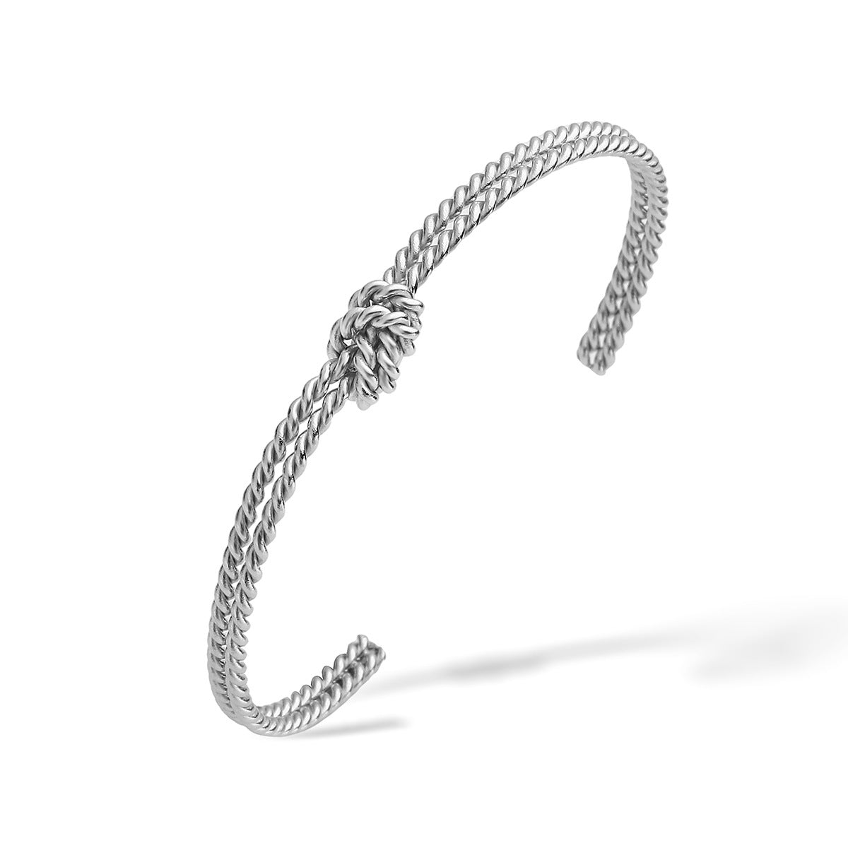 Vintage 18K Gold Plated Rope Knot Open Cuff Bracelet for Women