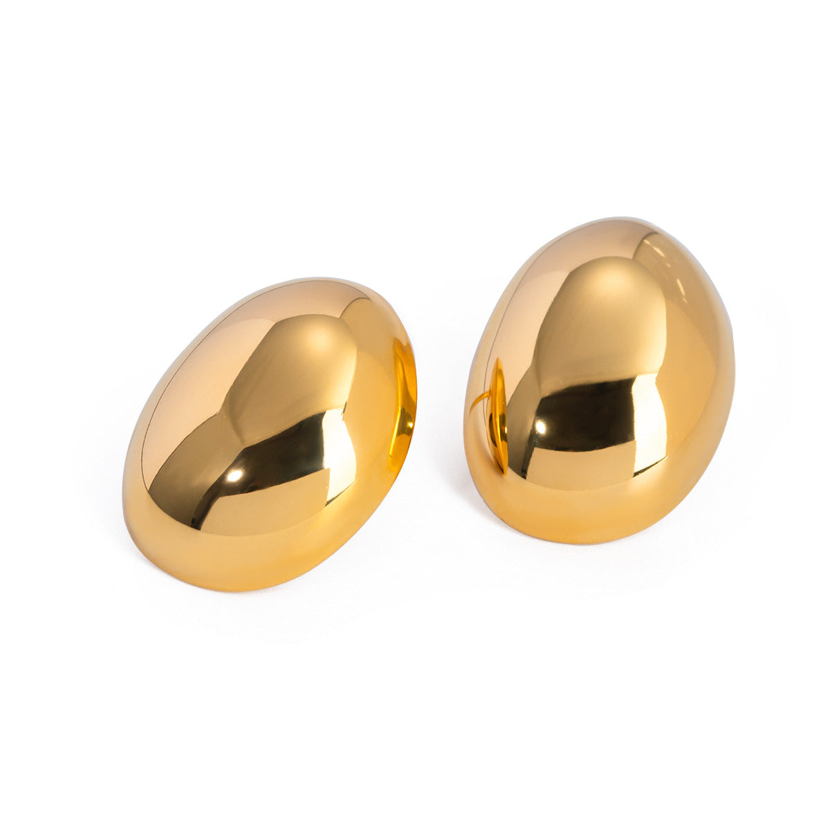 18K Gold Plated Stainless Steel Round Oval Geometric Earrings for Women