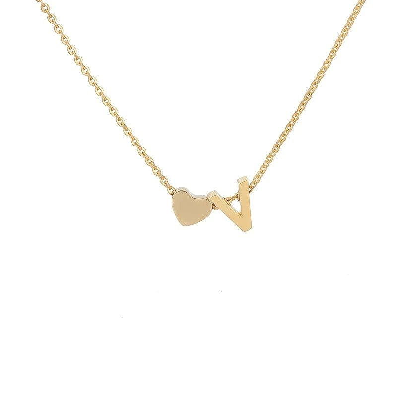 Collana Minimalista con Ciondolo a Cuore in Acciaio Inossidabile, Charms in Acciaio al Titanio e Finitura Placcata per Uomo e Donna