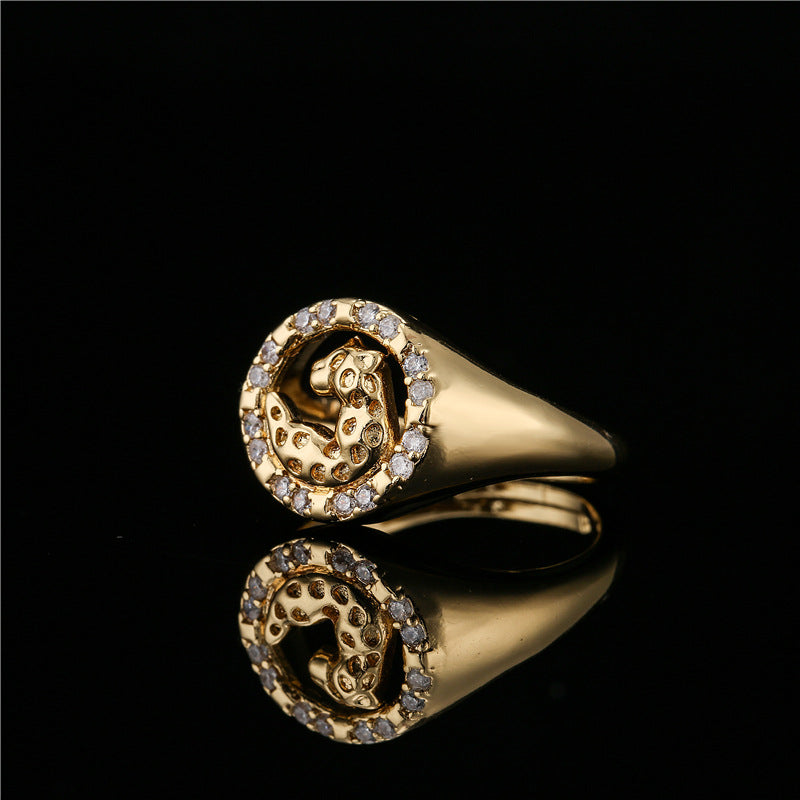 18K Gold Plated Brass Geometric Animal Open Ring for Women